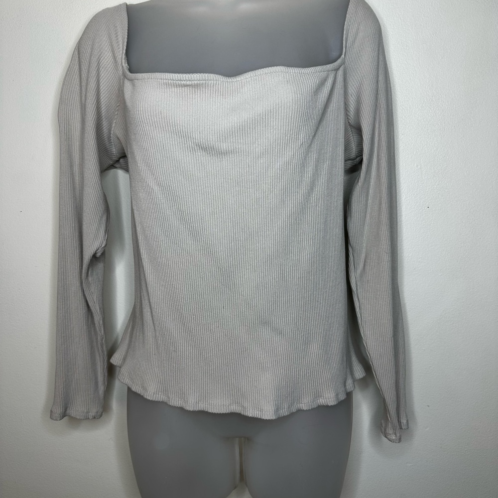 H&M Cream Ribbed Long Sleeve Top